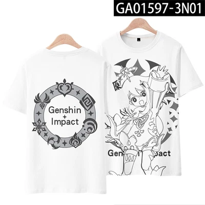 Camiseta Cosplay Dibujos Animados Genshin Impact Paimon Manga Corta Periferia Regalo Foto 1 de 4