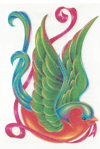 TATUAJE TEMPORAL DE PÁJARO BRILLANTE, RECUBIERTO DE AZÚCAR ¡NUEVO! - Imagen 1 de 1