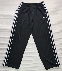 Adidas Sweatpants Mens XL Black Baggy Wide Leg Adjustable Ankle Y2K Vintage - Picture 1 of 15