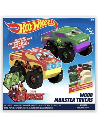 Hot Wheels Tara Toy 2pk Wood Racer - Hulk/Iron Man (58788) Foto 1 de 4
