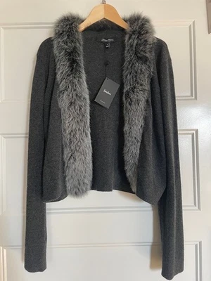 Cardigã NEIMAN MARCUS CASHMERE COLLECTION malha cashmere cinza tamanho G Novo com etiquetas - Imagem 1 de 4