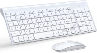 TopMate Wireless Keyboard & Mouse Combo – Slim, Silent, USB, White, with Cover - Image 1 of 4