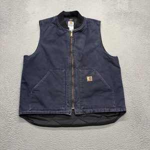 VINTAGE Carhartt Quilt Lined Duck Vest Herren Gr. XL Navy Blau Schwarz V02 MDT Y2K - Bild 1 von 7