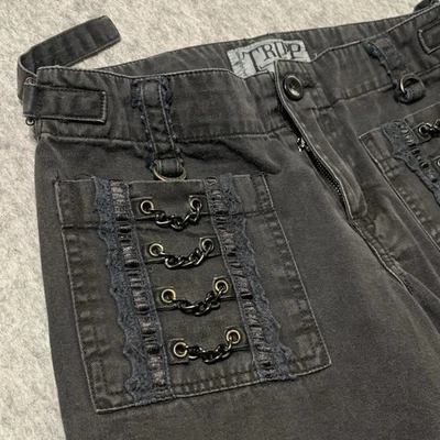 Tripp NYC Black Straps Gang Goth Punk Raver Pants (JUNIORS 7) Women's 28x29 - Image 1 of 4
