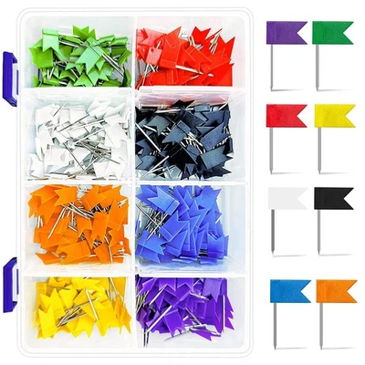 Colored Flag Travel Map Push Pins, 400 Pack Multicolored Decorative Map Tacks... - Image 1 of 4