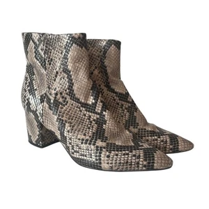 Marc Fisher Snake Print Black Brown Cream Side Zip Bootie Size 8 Women’s - Picture 1 of 9