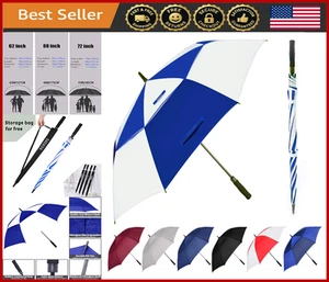 Large Windproof Golf Umbrella 62/68/72 Inch Vented Waterproof Auto Open - Picture 1 of 8