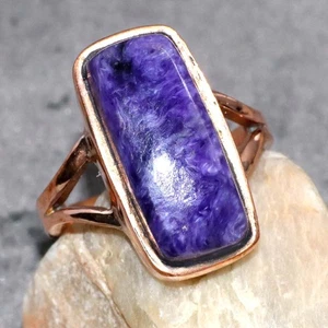 Copper Plated Exclusive Charoite Ethnic Ring Jewelry Size US RreeSize GW - Picture 1 of 3
