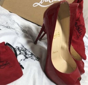 Christian Louboutin Authentic Pumps Heel Red Ladies Size 36.5 US6.5 With Box - Picture 1 of 6