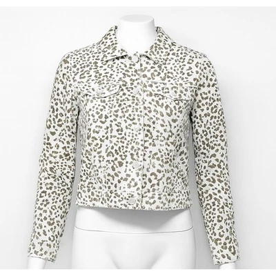 Tommy Bahama Linen Leopard Print Jacket S Animal Print Y2K Resort Boho Chic Fall - Image 1 of 4