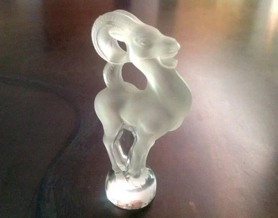 French Vintage Lalique Frosted Glass Ram Figurine - Image 1 of 4