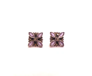 Pendientes perforados vintage de plata de ley, marcasita y amatista Art Deco 925 - Imagen 1 de 8