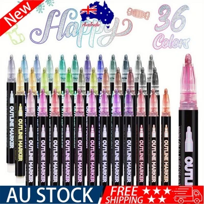 36 Colors Double Line Outline Marker Pen Drawing DIY Handbook Fluorescent Marker - image 1 of 4