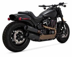 Vance & Hines Hi Output Black Slip On Mufflers Exhaust Harley Softail Fat Bob M8 - Picture 1 of 1