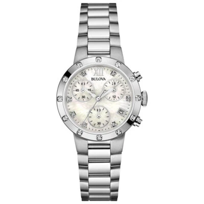 BULOVA Maiden Lane 96R202 Chronograph Diamond MOP Dial Ladies Watch $499 - Image 1 of 2