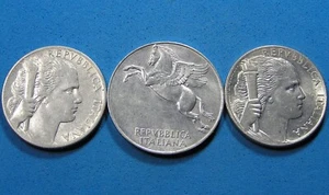 Italy Lot of 3 Coins 10 Lire 1948 + 5 Lire 1948 & 1950, Combined S/H - Picture 1 of 2