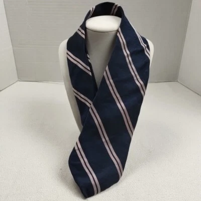 Vintage Boston Traders Blue Pink Color Striped Pattern Necktie 100% Pure Silk  - Image 1 of 4