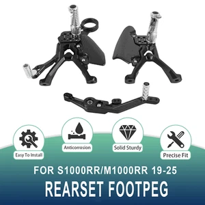 CNC Adjustable Rearset Foot Pegs Footrests For BMW S1000RR 19-25 M1000RR 2021-25 - Picture 1 of 10