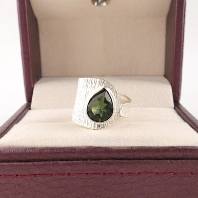 Green Tourmaline Gemstone 925 Sterling Silver Handmade Jewelry Ring For Gift - Image 1 of 2