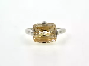 Rosa Morganita 7.00Ct. & Diamantes: 0.06ct. Oro Blanco 9ct. Banda Anillo Talla N - Imagen 1 de 2