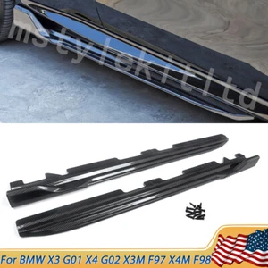 Carbon Fiber Side Skirts Extension For BMW X3 G01 X4 G02 X3M F97 X4M F98 18-23 - Picture 1 of 13