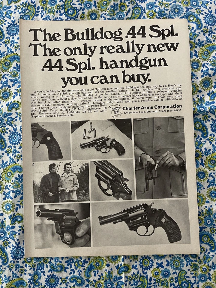 Vintage 1976 Charter Arms Bulldog 44 Handgun Print Ad - Ad Only - Image 1 of 4