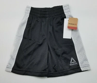 Nuevos Pantalones Cortos de Baloncesto REEBOK Niños 4T 5T 6T Negro Blanco Rayas Cintura Elástica Malla Foto 1 de 4