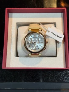Salvatore Ferragamo Ora 40mm Silver Dial Gold Tone Watch SFU200123 NWT $1295 - Picture 1 of 5