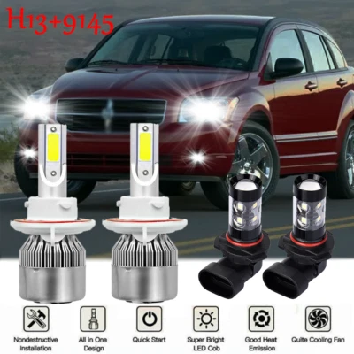 Faro LED alto/bajo para Dodge Caliber 2007-2012 - 6000K H13 + bombillas antiniebla EE. UU. Foto 1 de 4