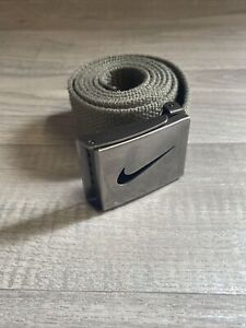 Nike Mens Golf Web Belt Silver Size 38 Adjustable Y2K Vintage
