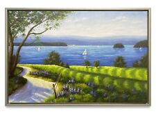 Hungryartist -Original Oil Painting of Seaside View on Canvas 24x36 Framed
