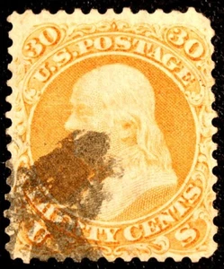 #71 Benjamin Franklin usado 30¢ En muy buen estado con cancelación ordenada 1863 ¡NUEVO! (REM #71-81) - Imagen 1 de 2