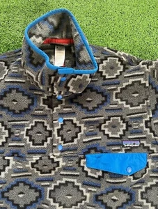 Patagonia Aztec Synchilla Snap-T Fleece Vintage Men Gr. S in Blau / Grau RAR - Bild 1 von 4