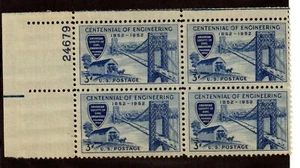 Scott 1012 3¢ Engineering Centennial Plate block of 4 MNH Free Shipping!!! - Picture 1 of 1