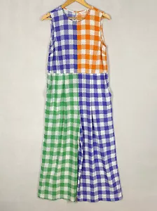GORMAN jumpsuit size 10 wide leg pockets gingham bright colourful Summer '22 - Picture 1 of 19
