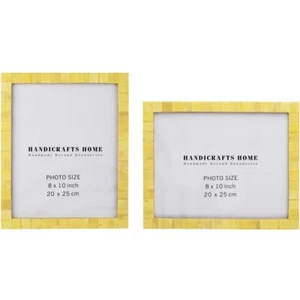 Handicrafts Home Photo Picture Frame 8" x 10" Yellow Handmade Pack of 2 - Picture 1 of 11