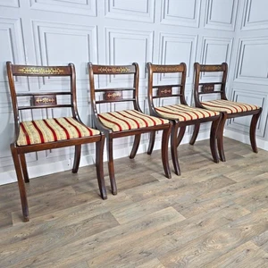 Set Of 4 Antique Regency Style Sabre Dining Chairs - Solid Wooden - Rosewood ? - Picture 1 of 24