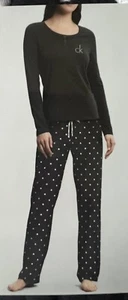 Nuevo conjunto de pantalones para mujer Calvin Klein talla S manga larga con logotipo negro Henley - Imagen 1 de 4