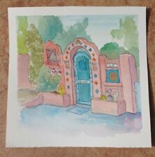"La Quinta Gate 1" Original Watercolor Sketch RAMfish Artist California Old Town