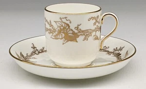 Vintage Minton Lothian Demitasse Cup & Saucer Gold Ivy on Cream - Picture 1 of 6