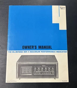 Vintage Original McIntosh MP14 Maximum Performance Indicator Manual, NEW - Picture 1 of 4