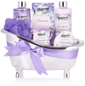BRUBAKER Bade und Dusch Set Lavendel 7-teiliges Geschenkset in dekorativer Wanne - Bild 1 von 7