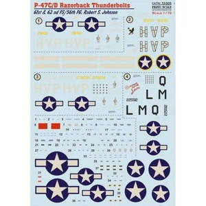 P-47 C/D Razorback Robert S. Jonson DECALS scala 1:72 stampa scala 72-505 - Foto 1 di 4