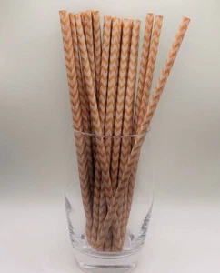 Paper Straws Kraft brown zigzag, stripe, chevron, wedding, theme party, rustic - Picture 1 of 1