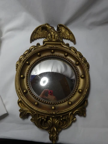 Vintage  40s Ornamental SYROCO WOOD Federal EAGLE MIRROR 13in x 8in SYRACUSE Cover