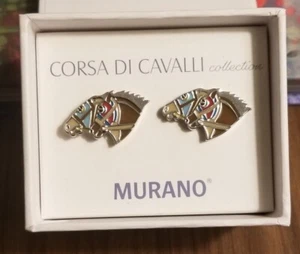 NUEVO Murano Corsa De Cavalli Carrera de Caballos Ecuestres Jockey Dueño Puño Eslabones - Imagen 1 de 4