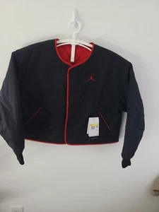 NWT Air Jordan Flight Reversible DH0647 Womens Small Black Red Quilt Jacket - Picture 1 of 10