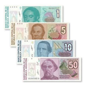 Argentina Set: 1–50 Australes, 1985–1989, B376–B379, P323–P326 - Foto 1 di 7