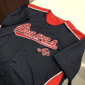 True Fan Altlanta Braves Trikot Erwachsene XL blau rot MLB Herren genäht tolles Geschenk - Bild 1 von 11
