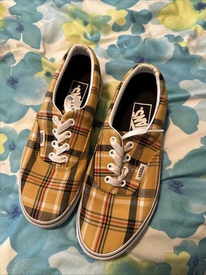 Vans Era Tenis de Lona a Cuadros Parte Superior Baja Zapatos de Skate Amarillo Informal Tallas M4.5 W 6 Foto 1 de 4